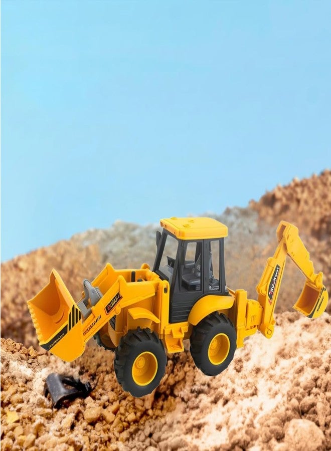 KRIMION Toy Construction Vehicle, Yellow and Black, Backhoe Loader, Dual Function Excavator and Dumper - Image 4